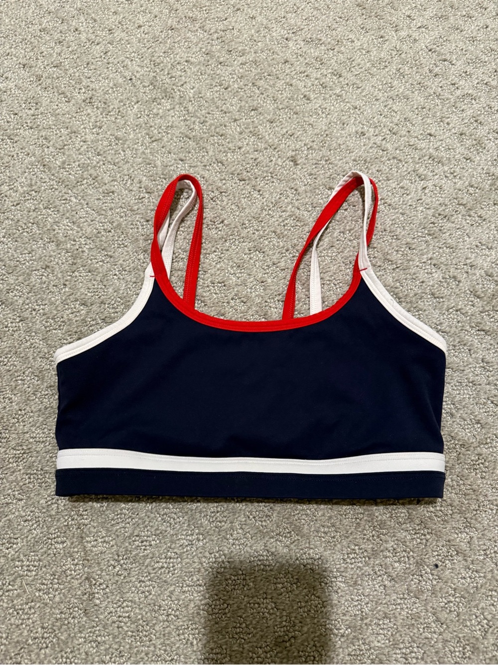 Women's Navy Crop Top with Red Trim